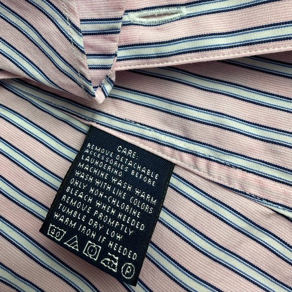 Ralph Lauren Ruffled Button Down Striped Blouse Size 12 100% Cotton - Picture 5 of 7